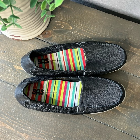 SAS Shoes 7.5 N Sunny Loafers Black Leather Slip-on Comfort Casual Women’s - Picture 2 of 10